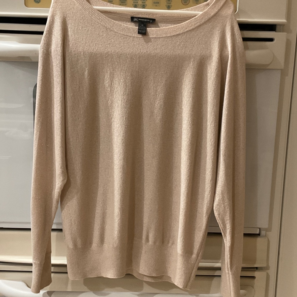 INC International Concepts Off-Shoulder Beige Sweater